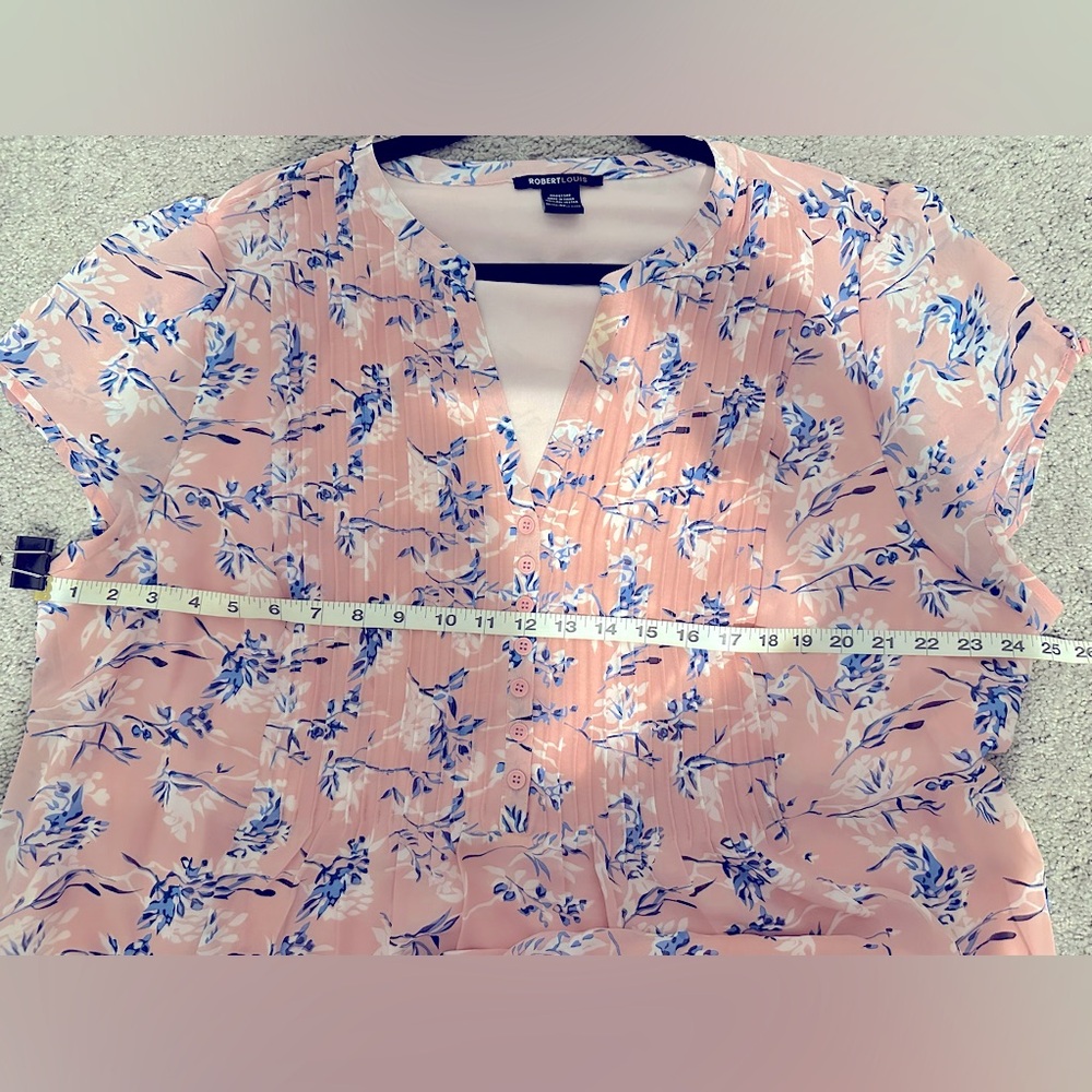 Robert Louis 3X Plus,🌸Pink & Blue Floral Dress 100% polyester w/Double lining - Picture 8 of 10